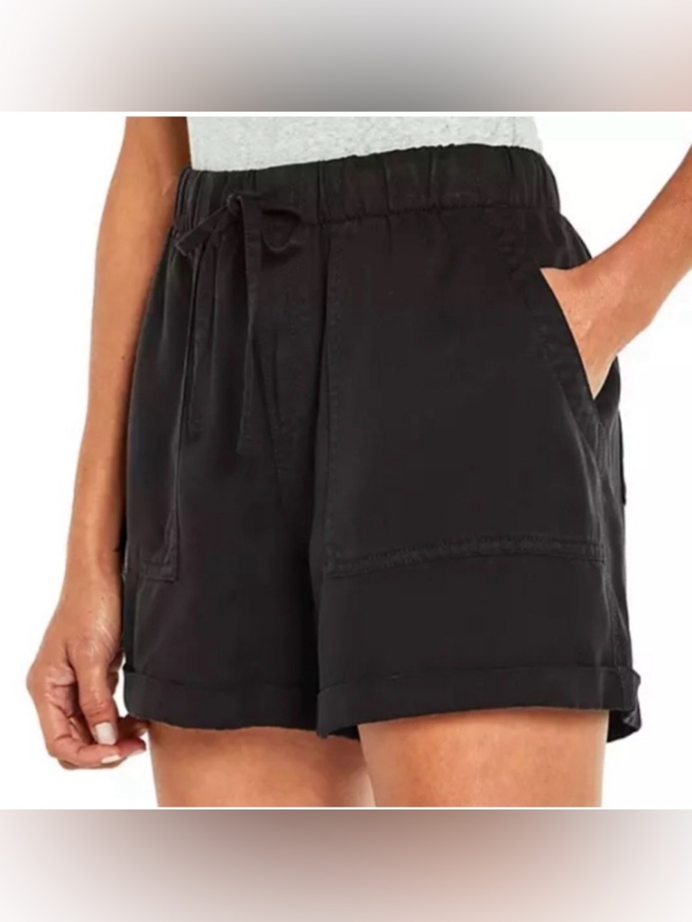 NWT GAP Black Lyocell Pull On Shorts Elastic Waist Cuffed Hem Casual XS
